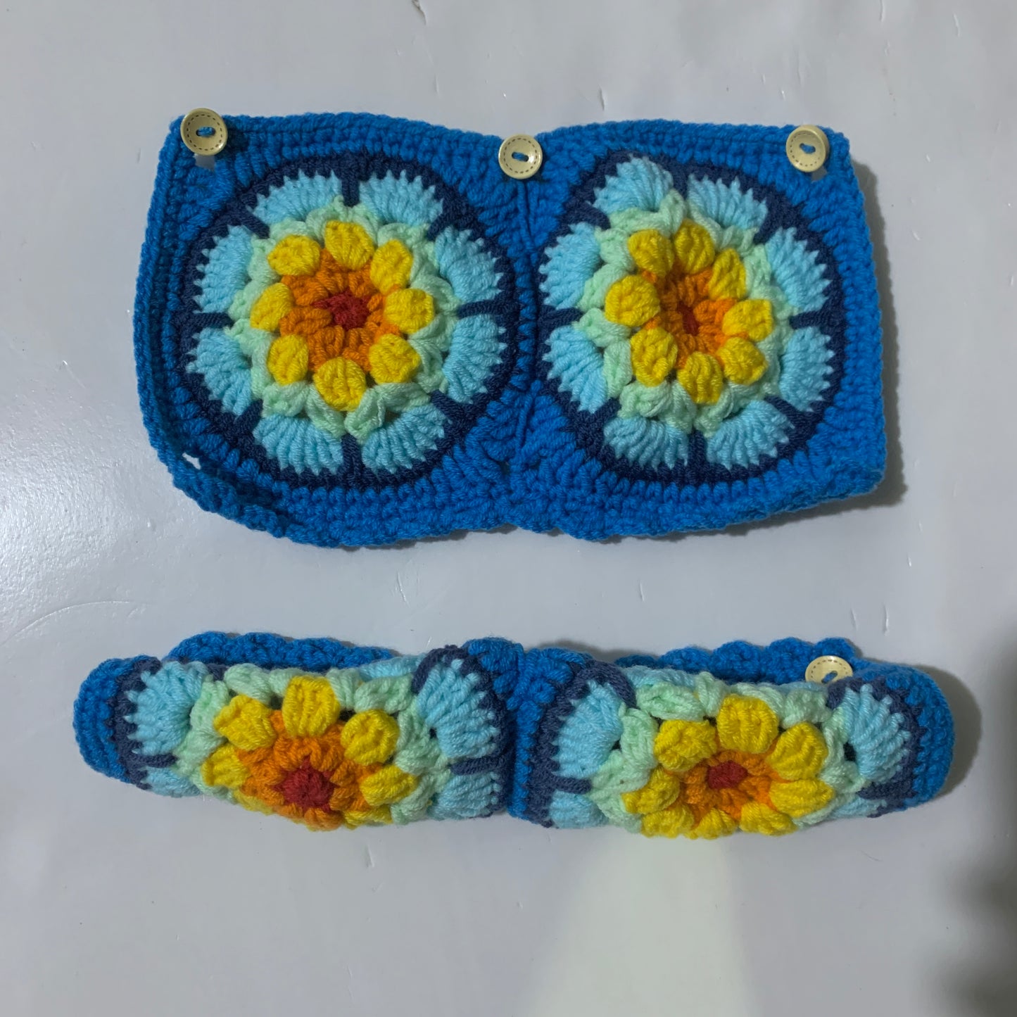 Steering Wheel Cover for women, handmade Crochet Galsang flower seat belt Cover, Car Accessories decorations