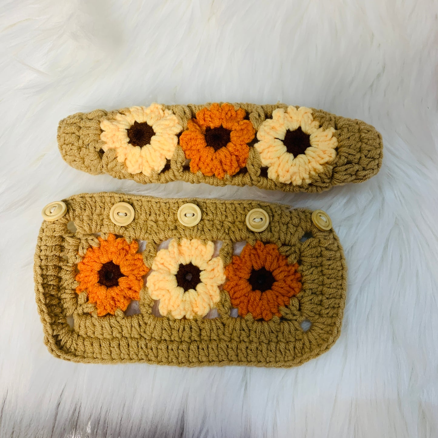 Steering Wheel Cover for women, Crochet handmade cute flower seat belt Cover, Car Accessories decorations