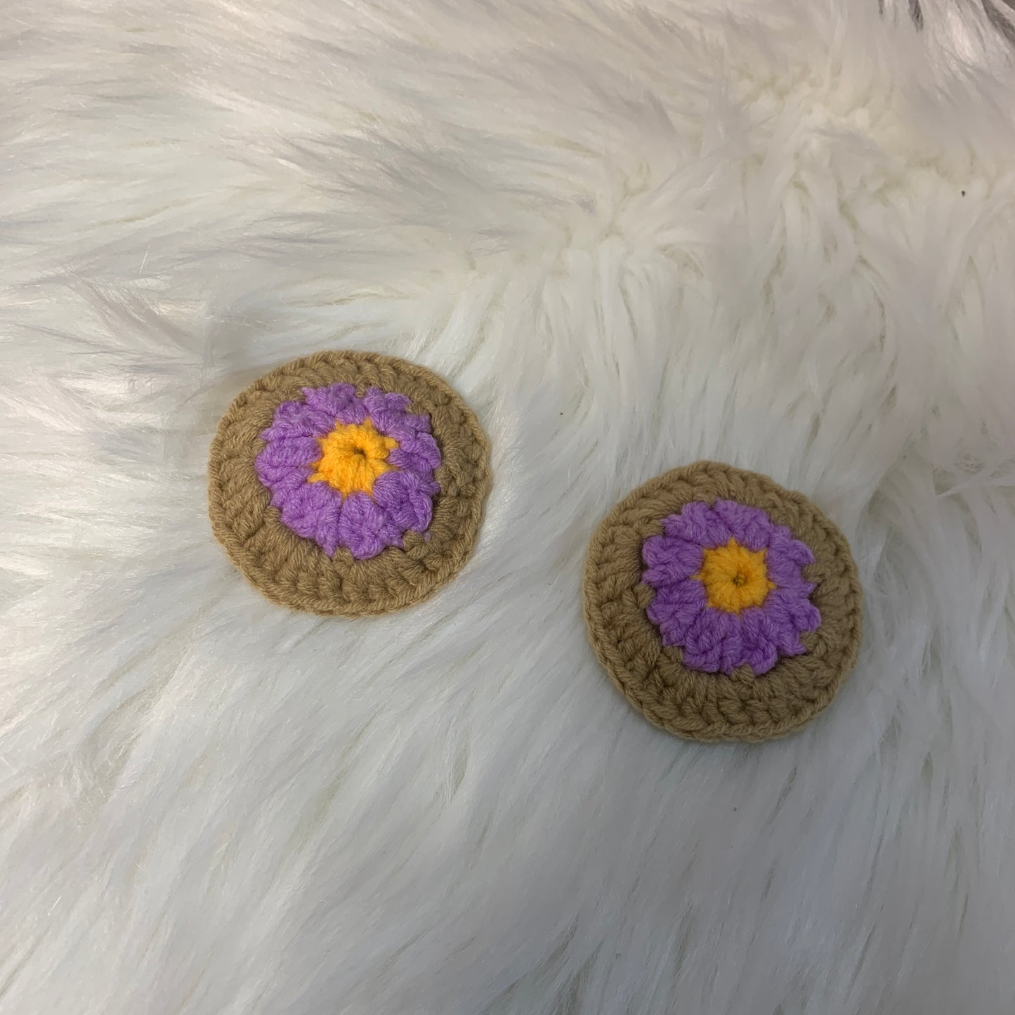 Steering Wheel Cover for women, Crochet cute Purple Daisy Flower seat belt Cover, Car Accessories decorations