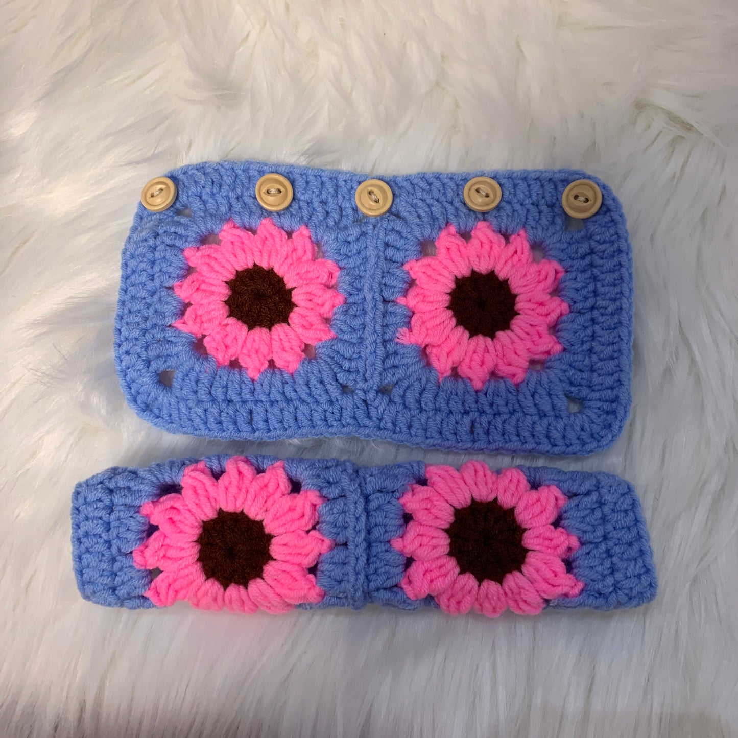 Steering Wheel Cover for women, Crochet cute daisy flower seat belt Cover, Car interior Accessories decorations