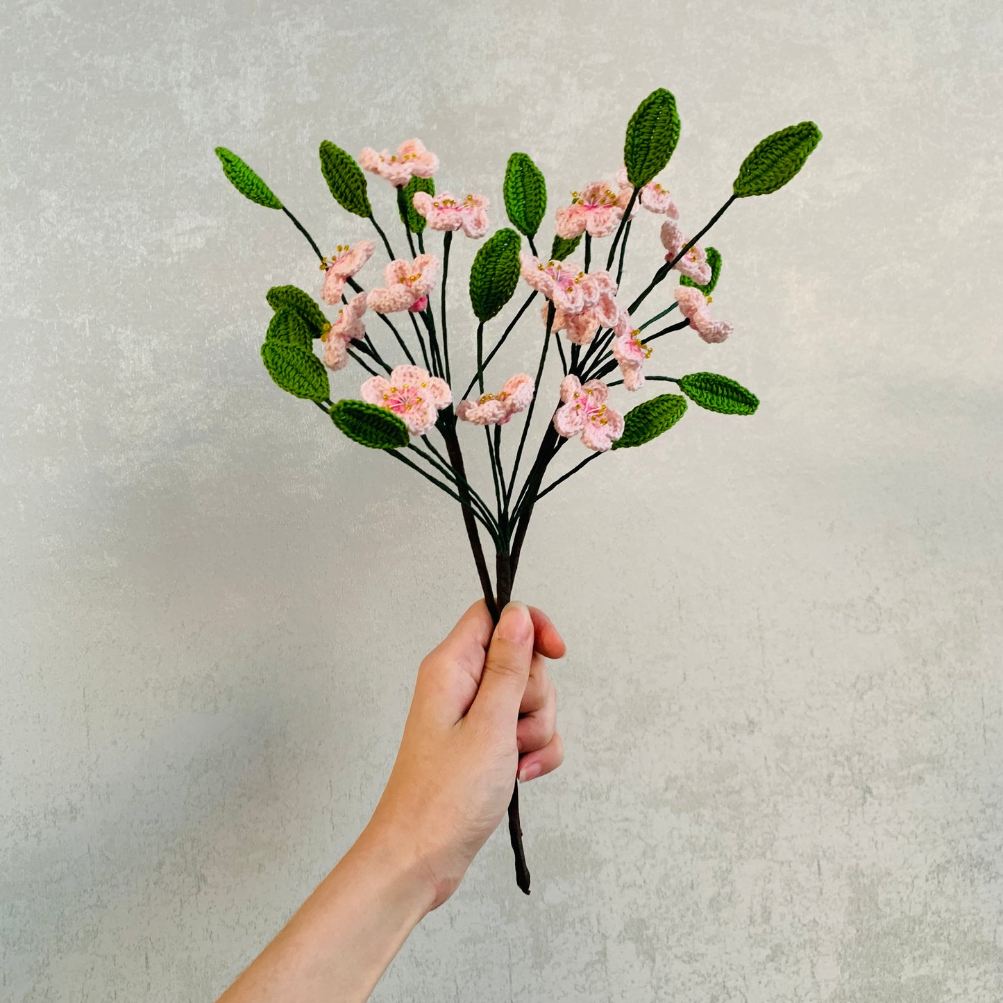 Handmade Crochet flowers,  peach blossom flower ornaments,  A bunch of flower bouquet artifact handicraft home decor Gift for her