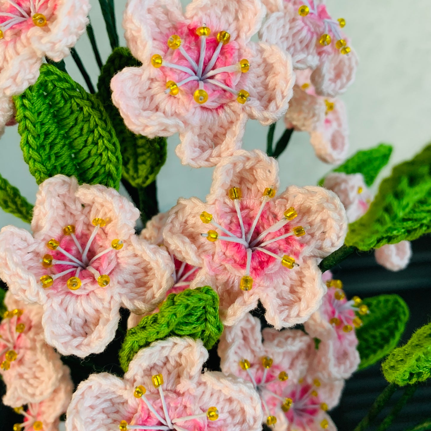 Handmade Crochet flowers,  peach blossom flower ornaments,  A bunch of flower bouquet artifact handicraft home decor Gift for her