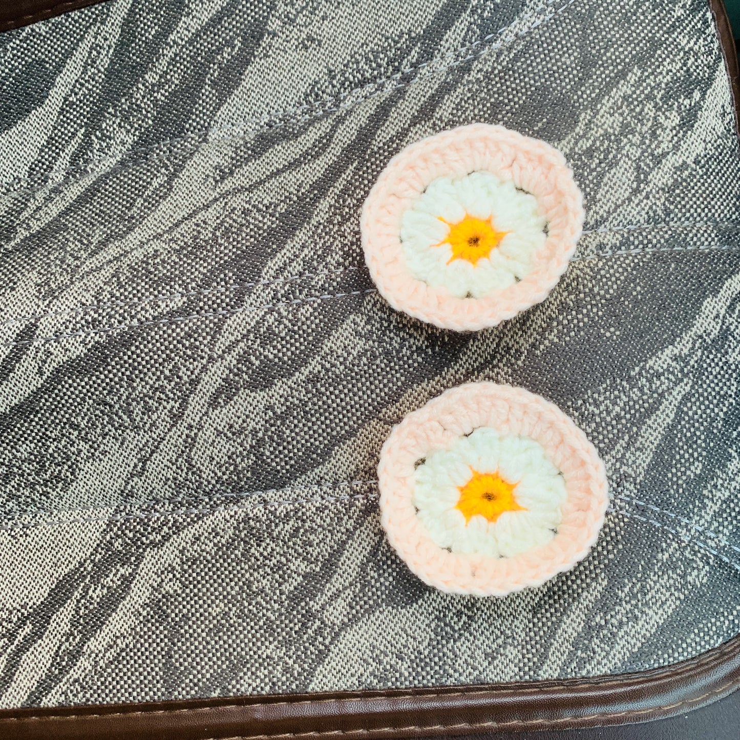 Crochet Steering Wheel Cover for women, Handmade cute daisy flower seat belt Cover, Car interior Accessories decorations