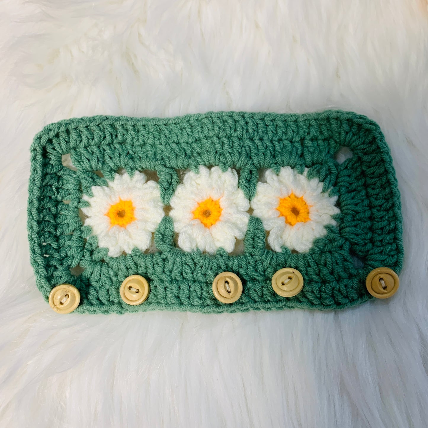 Handmade crochet Steering Wheel Cover for women, cute daisy flower car seat belt Cover coaster, Car interior Accessories decorations