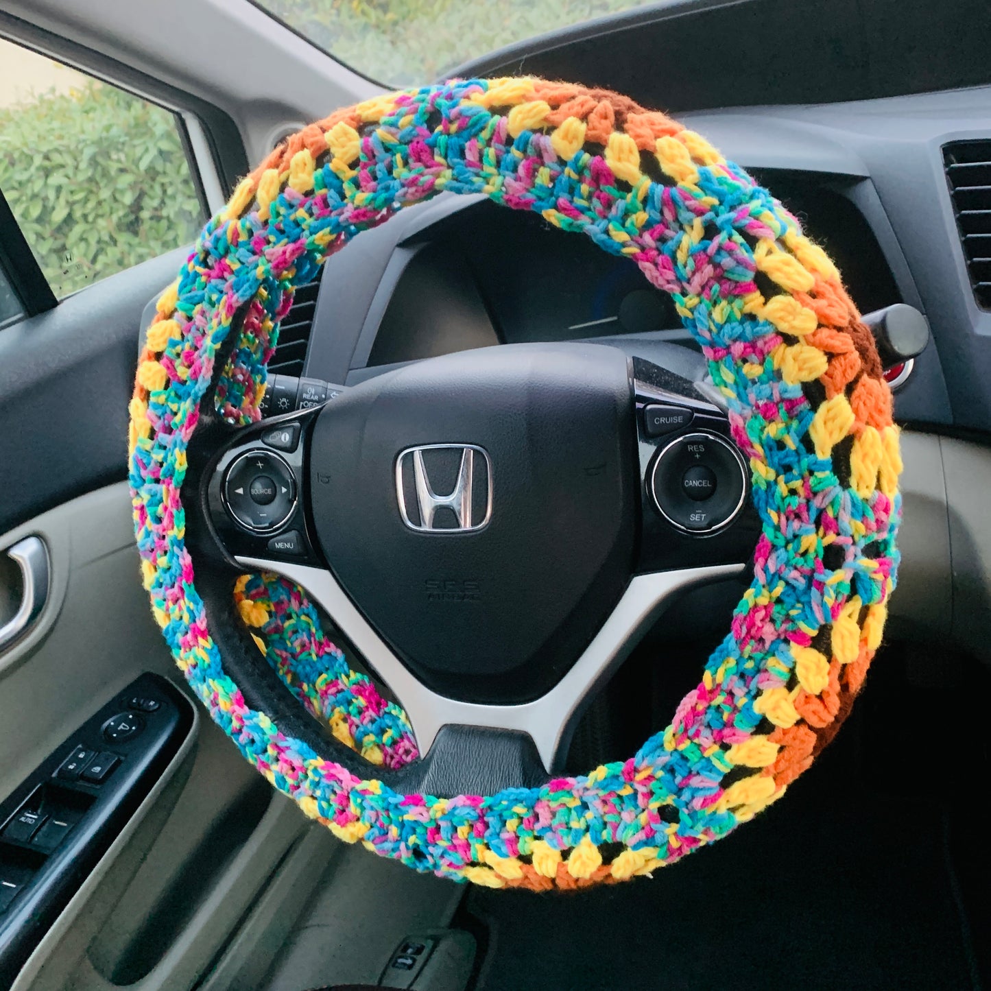 Steering Wheel Cover for women, Crochet cute sunflower seat belt Cover, Car Accessories decorations