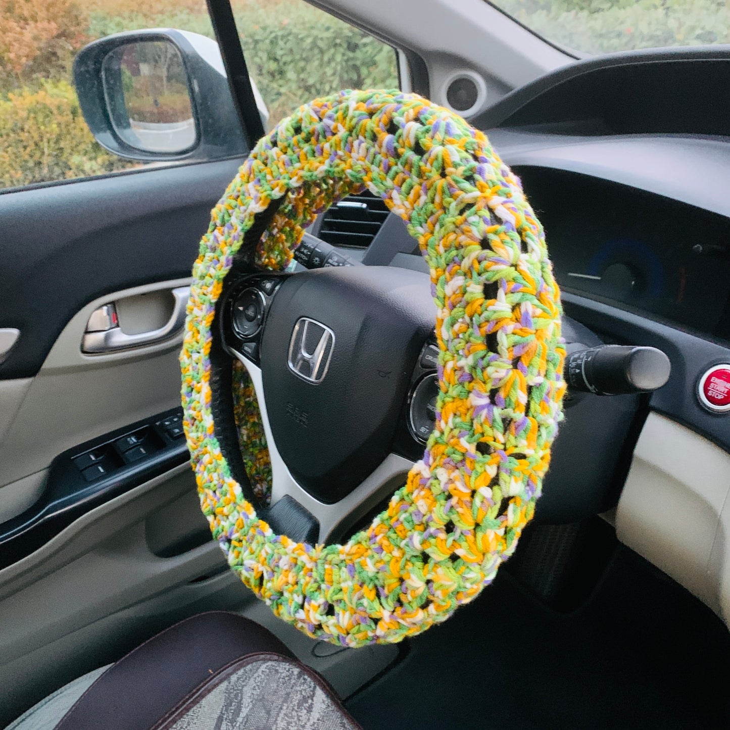 Steering Wheel Cover for women, Crochet simple style seat belt Cover, Car Accessories decorations