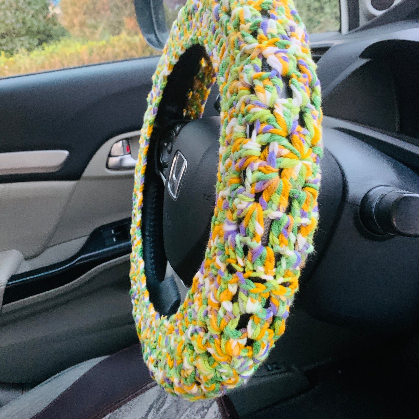 Steering Wheel Cover for women, Crochet simple style seat belt Cover, Car Accessories decorations