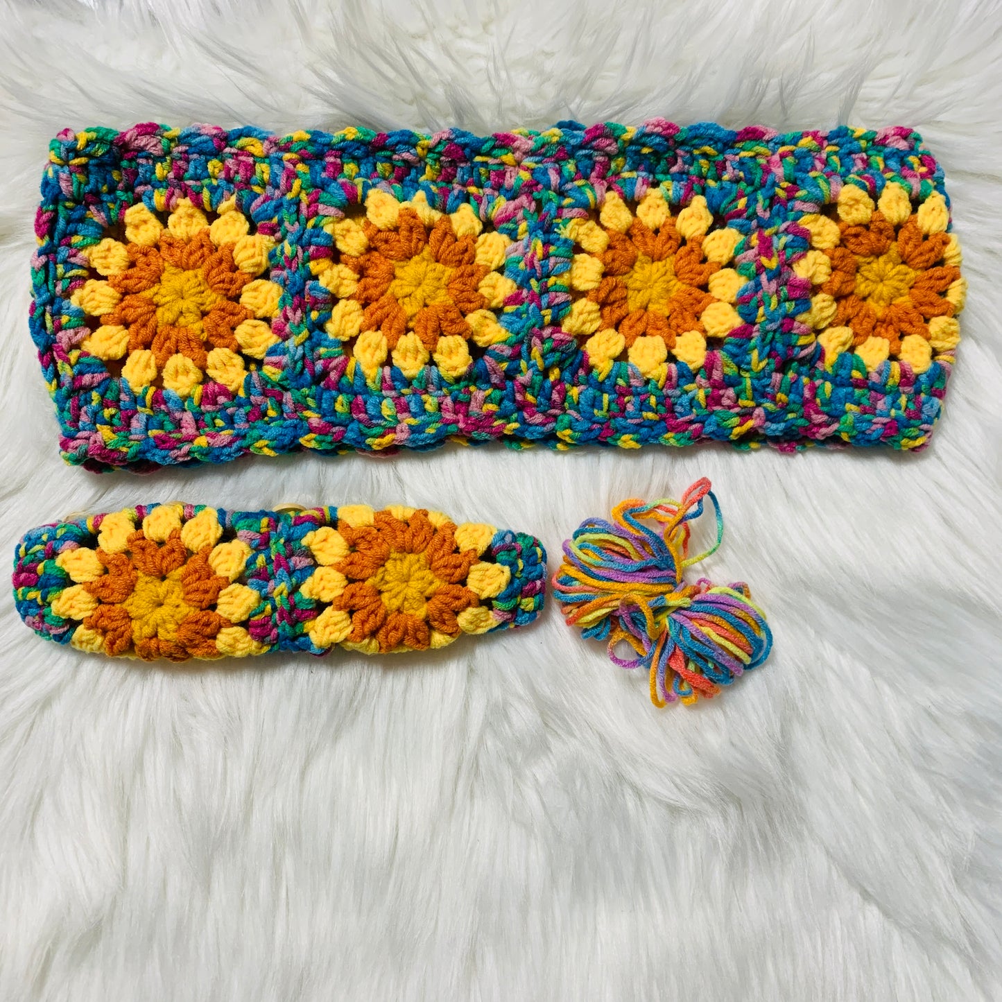 Steering Wheel Cover for women, Crochet cute sunflower seat belt Cover, Car Accessories decorations