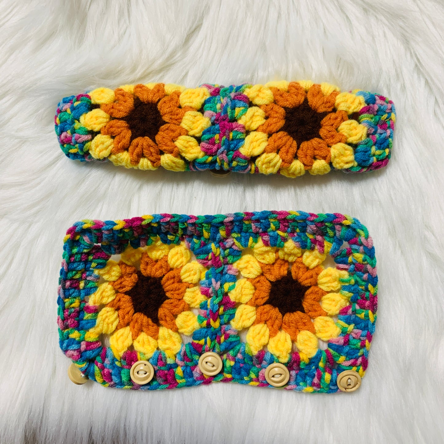 Steering Wheel Cover for women, Crochet cute sunflower seat belt Cover, Car Accessories decorations