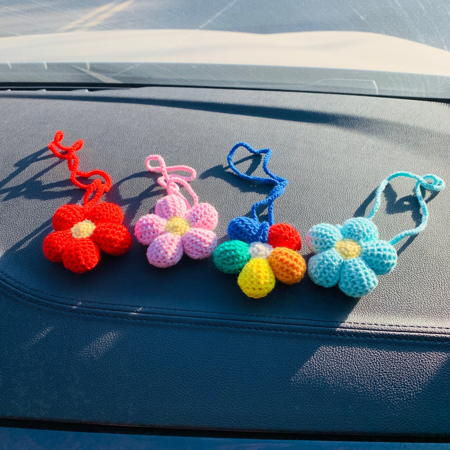 2pcs 3pcs Cute Car Accessories Mirror Hanging Afghan floret kawaii rainbow Flower Charm Fruit car Teens Interior Rear View Mirror for Women