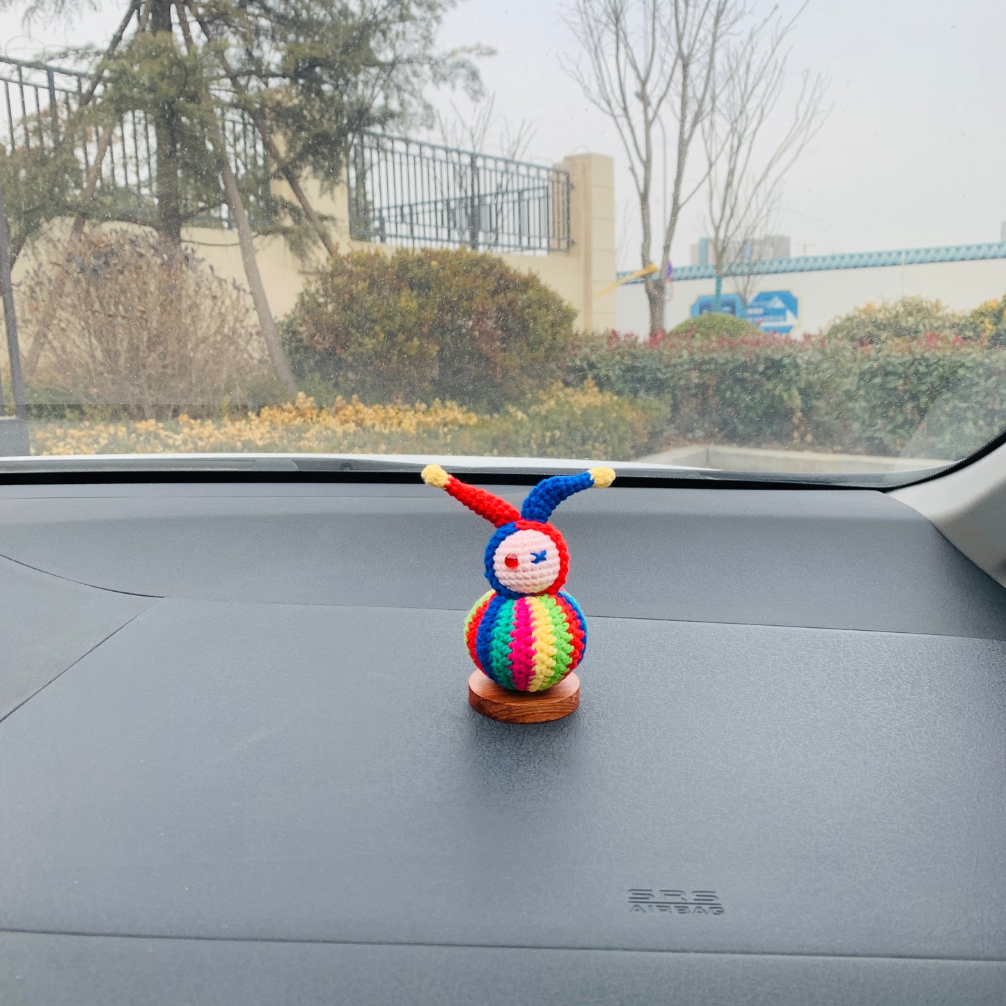 Handmade crochet Cute clown Car Accessories, rainbow car Dashboard Decor for women