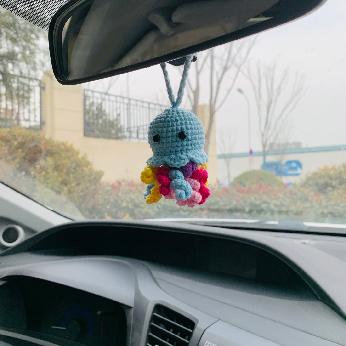 Cute jellyfish octopus Car Accessories Mirror Hanging Charm Fruit Decor Teens Interior Rear View Mirror for Women