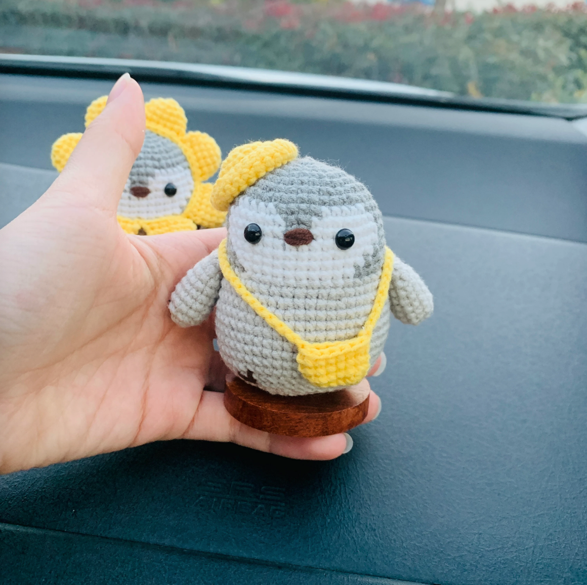 Handmade crochet Cute Penguin Car Accessories, sunflower car Dashboard Decor for women