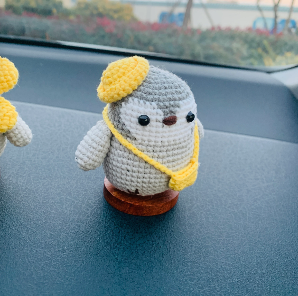 Handmade crochet Cute Penguin Car Accessories, sunflower car Dashboard Decor for women