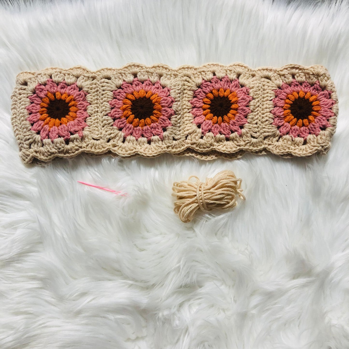 Steering Wheel Cover for women, Crochet vintage flower seat belt Cover, Car Accessories decorations