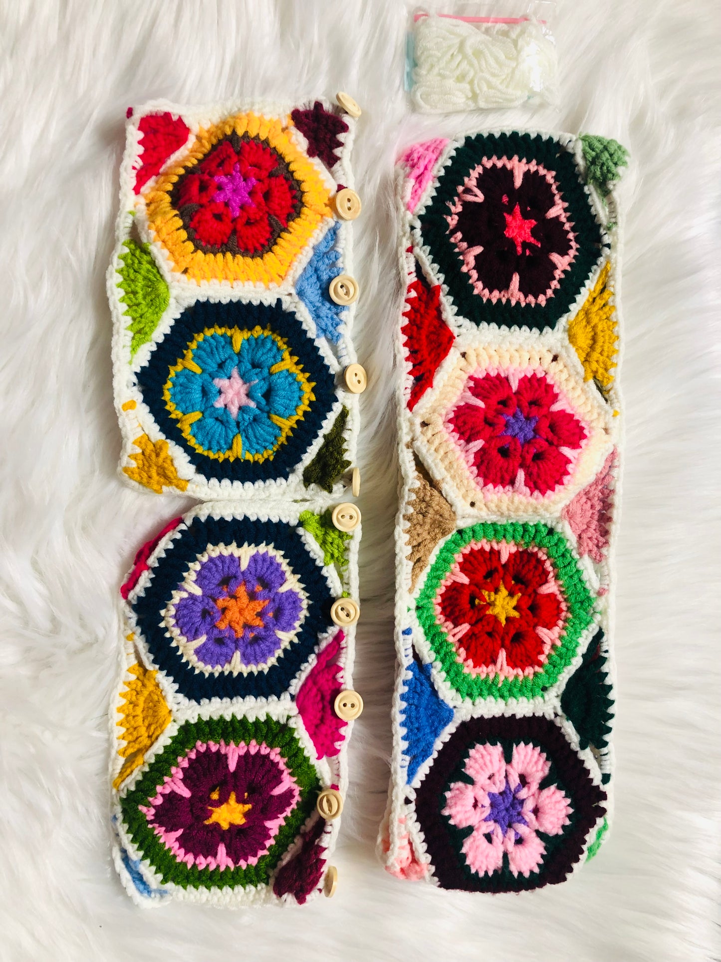 Steering Wheel Cover for women, Crochet cute Colorful flower seat belt Cover, Car Accessories decorations