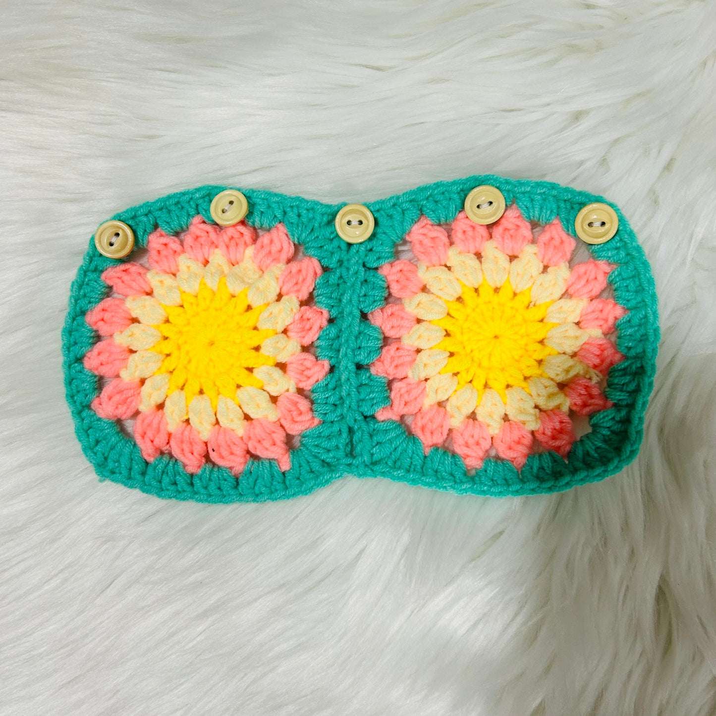 Steering Wheel Cover for women, Crochet Green pink flower seat belt Cover, Car Accessories decorations