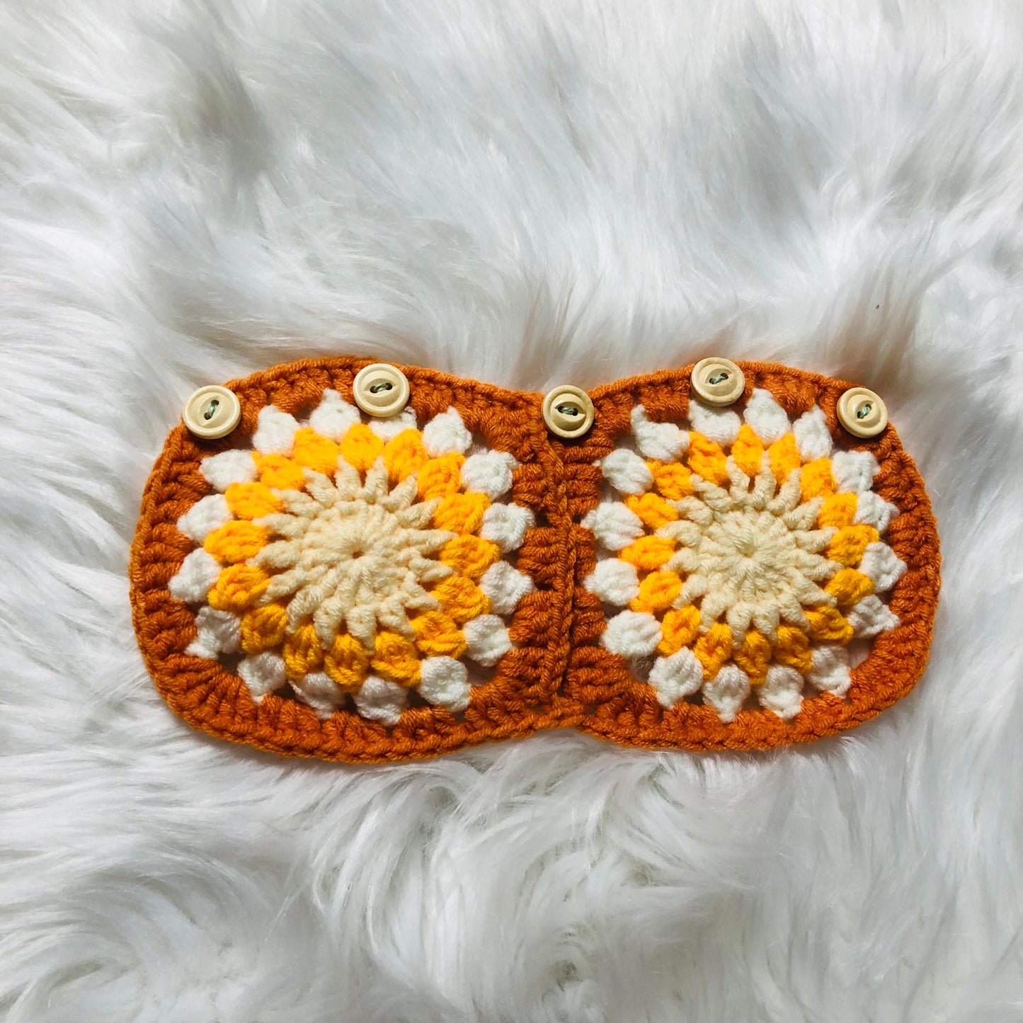 Steering Wheel Cover for women, Crochet cute orange flower seat belt Cover, Car Accessories decorations