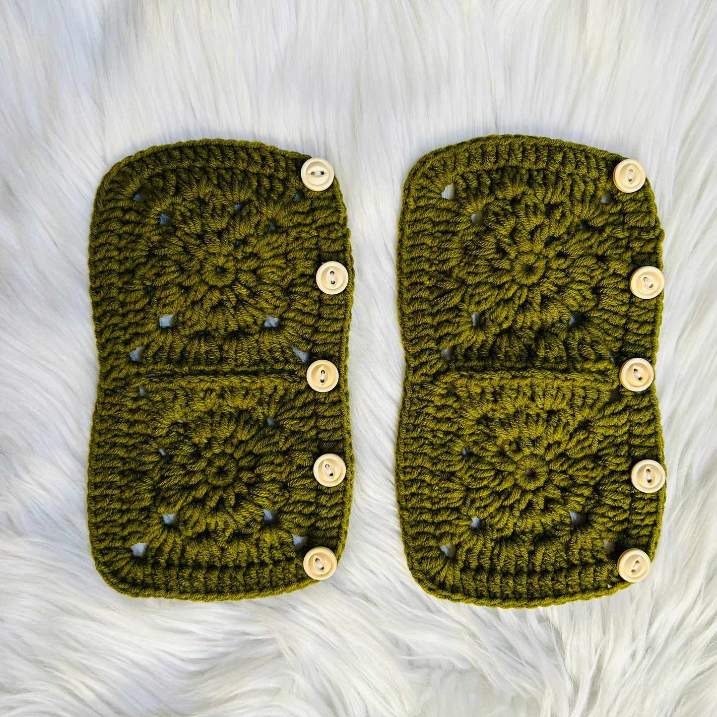 Steering Wheel Cover for women, Crochet Simple Olive Green flower seat belt Cover, Car Accessories decorations